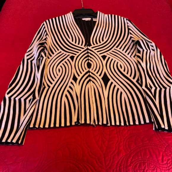ALEXANDRA ROSATI - L Sz 14 black sheer/white ribbon zip top. GREAT CONDITION! - Picture 7 of 14
